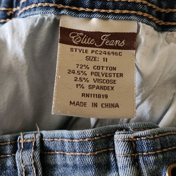 Y2K chunky belted stretch flare jeans center seam vintage denim juniors 11 - Picture 6 of 7